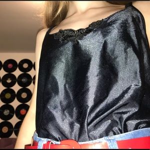 Black Silk Lace Detail Cami
